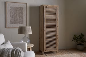 nkuku Ibo Reclaimed Wood Slatted Cabinet | Storage Furniture | Tall | Natural