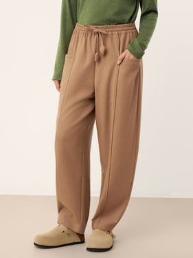 Wool Drawstring Patch Pocket Pants PRISCILLA - Caramel Brown / XXL