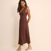 Brown Polka Dot Jersey Addison Midi Dress