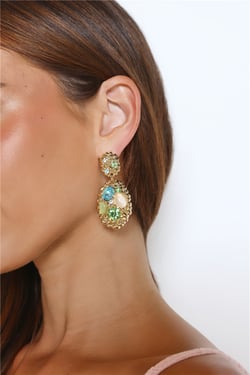 18k Gold Plated Crystallised Earrings Gold Blue