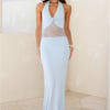 Sleek Icon Halter Maxi Dress Blue