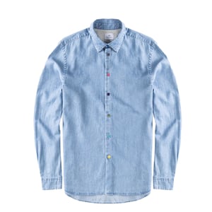 Paul Smith Tailored-Fit Indigo Rinse Cotton Denim Shirt Light Base