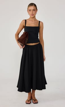 Sara Midi Skirt (Black) - US 0