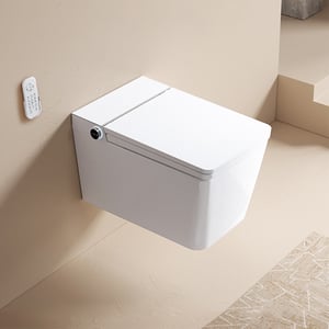 Elongated One-Piece Smart Toilet Wall-Mounted 1.32 GPF Automatic Toilet and Bidet with Auto Open/Close Lid