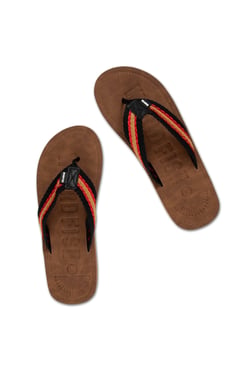 Weird Fish Malham Leather Look Flip Flops Caramel Size 9
