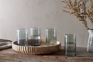 nkuku Yala Hammered Highball Set Of 4 | Glassware | Sage Green