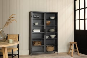 nkuku Takua Iron Cabinet | Storage Furniture | Wide | Dark Grey