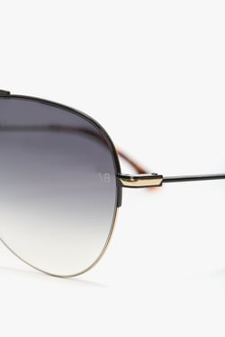 Victoria Beckham Fine Metal Pilot Sunglasses In Gold Black - ONE SIZE - Womens