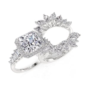 Jeulia Luxurious Interchangeable Halo Princess Cut Engagement Ring Set