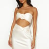 VIPs Accepted Satin Crop Top Champagne