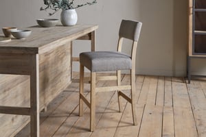 nkuku Nadeeka Linen Upholstered Counter Dining Chair | Seating | One Size | Soft Grey