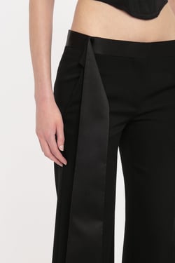 Victoria Beckham Satin Waistband Trouser In Black - 14 - Womens