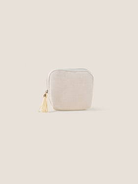 Velvet Fringed Zipper Jewelry Storage Bag - Beige / One Size