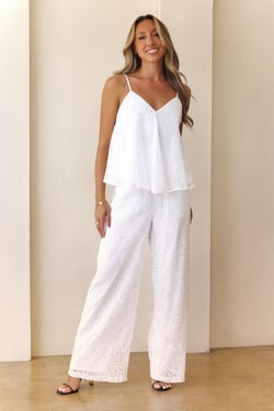 Bayside Daydreaming Embroidered Pants White