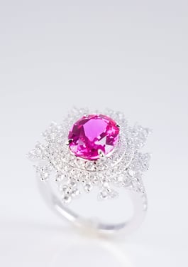 Exquisite Pink Sapphire Ring - Pink Snowflake - 10
