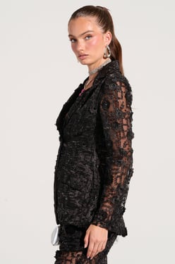 AKIRA Celebration Time Lace Blazer | Black | Size XL