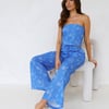 Melon Mix Strapless Crop Top Blue