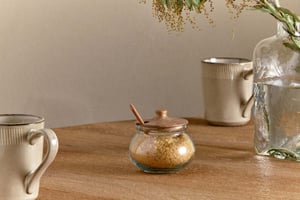 nkuku Kali Round Storage Jar | Kitchen Storage & Utility | One Size | Natural & Clear