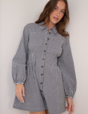 Black Gingham Montego Mini Dress