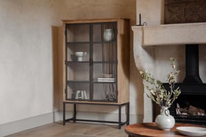 nkuku Nirvi Wood & Iron Cabinet | Storage Furniture | One Size | Black