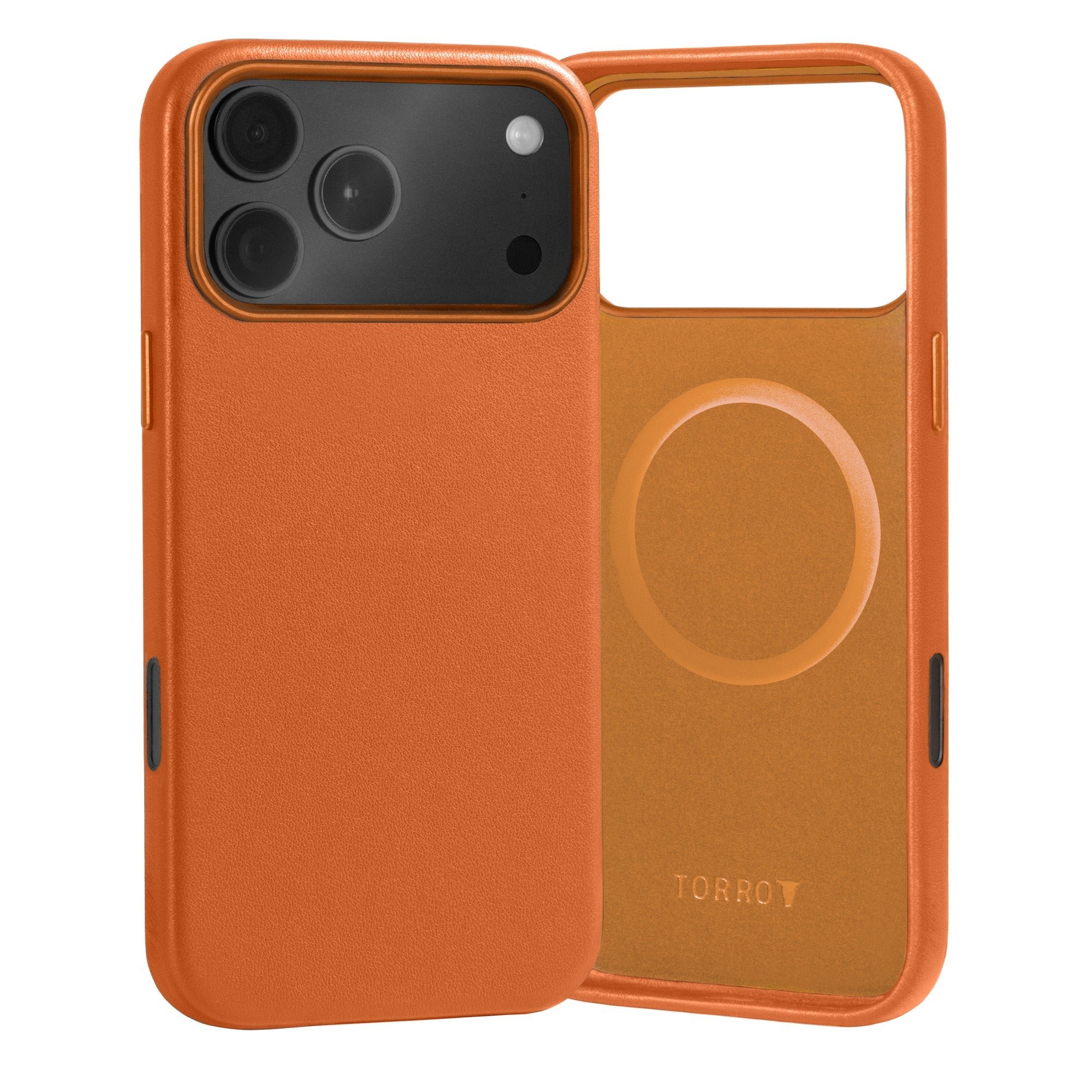 iPhone 17 Pro Leather Bumper Case (MagSafe Compatible) - Orange