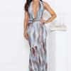 Simple Aura Halter Maxi Dress Blue