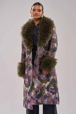AKIRA Georgina Brocade Trench Coat | Size XL