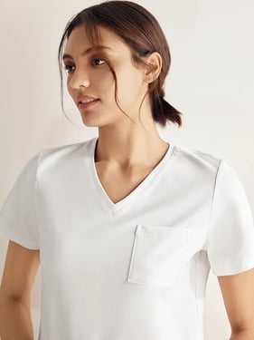 Stretch-Knit Bamboo Classic Basic Tee BELLE - Optic White / V-Neck / XXL