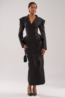 AKIRA Kimmy Blazer Maxi Dress | Black | Size Large