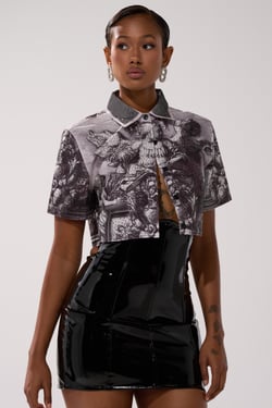 AKIRA Feeling All The Waves Button Down Top | Size 1X