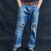 Multi-Print Distressed Jeans