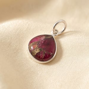 Silver Garnet January Birthstone Heart Charm Pendant
