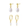 Classic Pearl Huggie and Stud Earring Set