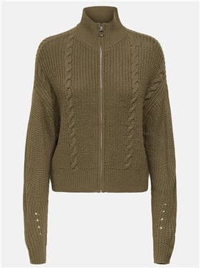 Jdy Justy Ice Knit Zip Cardigan - Brown - XS