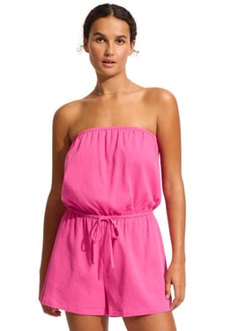 Crinkle Playsuit Pink - M