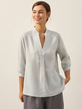 100% Linen Dress Shirt JOANNA - Mist Blue / XXL