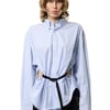 BLUE BELTED BUTTON DOWN SHIRT - XS