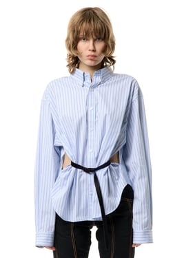 BLUE BELTED BUTTON DOWN SHIRT - XL