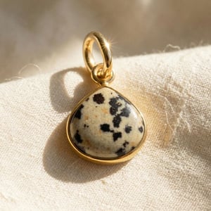 18ct Gold Vermeil Round Dalmatian Jasper Bezel Pendant