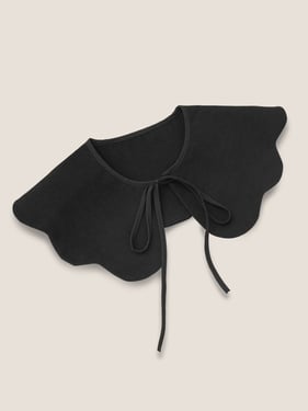 Peter Pan Collar With Tie Decorative Collar - Charcoal Black / One Size