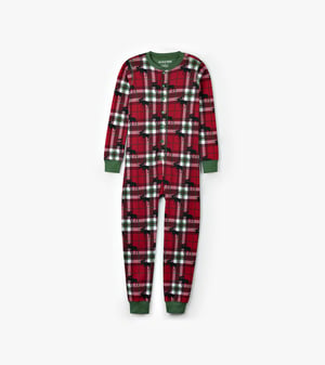 Holiday Moose on Plaid Kids Onesie
