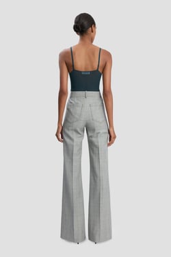 Victoria Beckham Alina Trouser In Blue-Grey Check - 14 - Womens