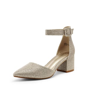 DREAM PAIRS Annee Pointed Toe Low Chunky Heels Pump Shoes
