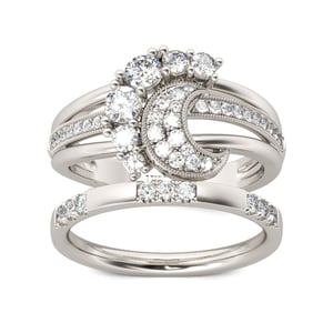 Jeulia Crescent Round Cut Sterling Silver Ring Set