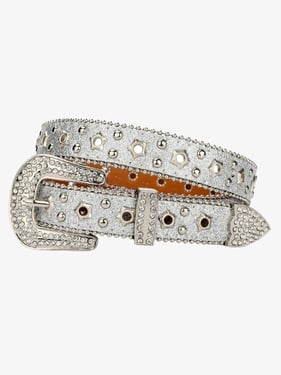 Sparkling Silver Rhinestone Embellishments Belt - 2446 - Silver / 115CM