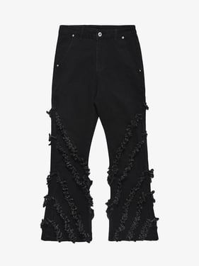 Thesupermade Vintage Rough Edge Flared Jeans - 1721 - Black / 2XL