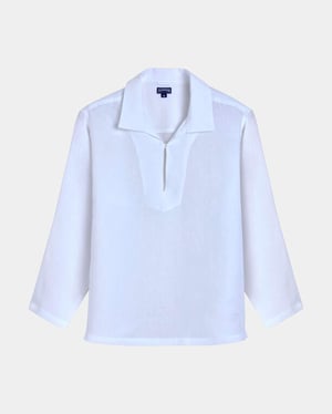 Vilebrequin - Men Solid Linen Vareuse - Shirt - Comores - White - Size M