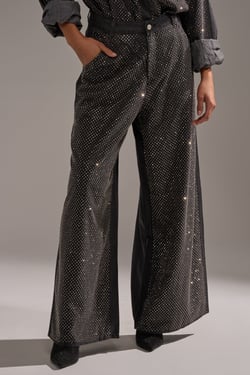 AKIRA Bling Denim Relaxed Pants | Black | Size 1X