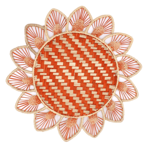 Sunbeam Handwoven Iraca Placemat - Accented Borders / Orange