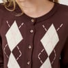 Brown Argyle Print Cardigan